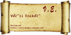 Váli Enikő névjegykártya